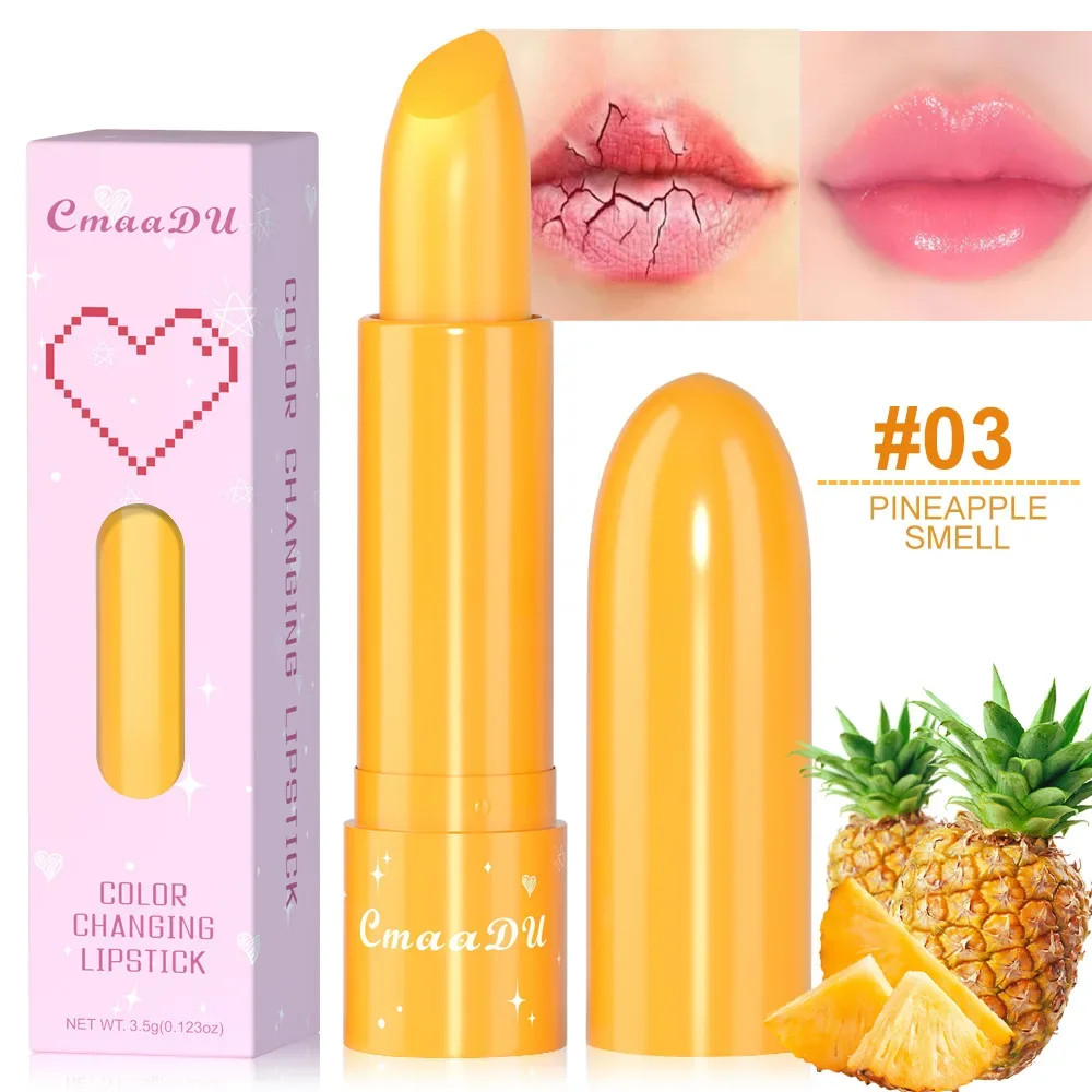 6Color Waterproof Fruit Color Tinted Shine Changing Lip Balm, Moisturizing Nourishing Glow Play Lipstick Colour Care