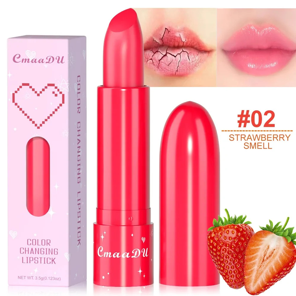 6Color Waterproof Fruit Color Tinted Shine Changing Lip Balm, Moisturizing Nourishing Glow Play Lipstick Colour Care