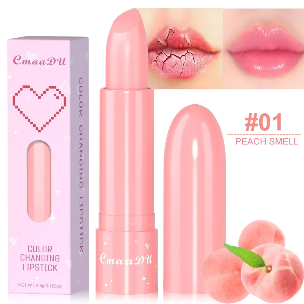 6Color Waterproof Fruit Color Tinted Shine Changing Lip Balm, Moisturizing Nourishing Glow Play Lipstick Colour Care