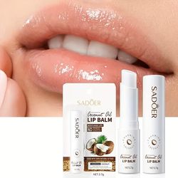 coconut lip balm with long lasting nourishment and moisture, daily care lip balm for men and women, soft smooth lips