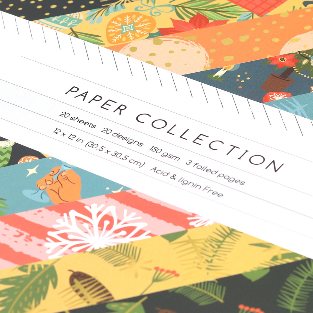 Creative Path 12 Inch Scrapbooking Paper, 20 Sheets Designer Pattern Pack for Christmas Crafts, Decorative Set
