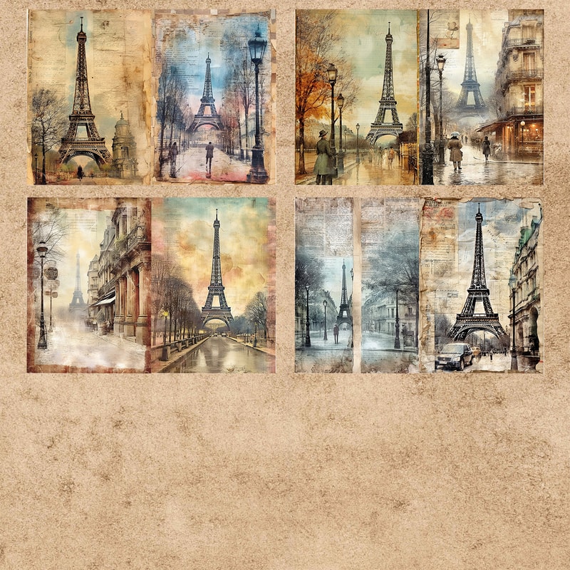 16 Sheets A5 Size Retro Flower Architecture, Vintage English Background, Scrapbook Journal Planning Set