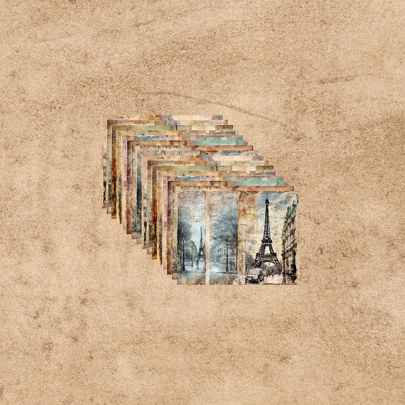 16 Sheets A5 Size Retro Flower Architecture, Vintage English Background, Scrapbook Journal Planning Set