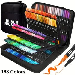 dual tip brush pens, colors brush tip markers, coloring markers for coloring books, brush pens kit