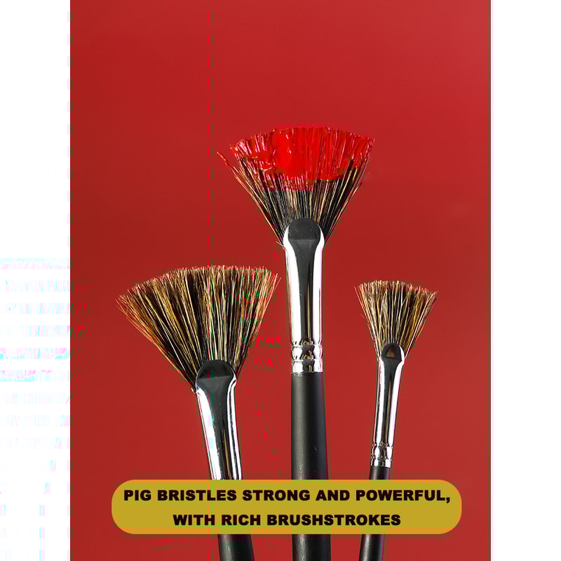 6pcs Set Wild Boar Bristle Brush Pen Set Special Offer, Fan Shape Art Supplies, Oil Painting Brush for Students