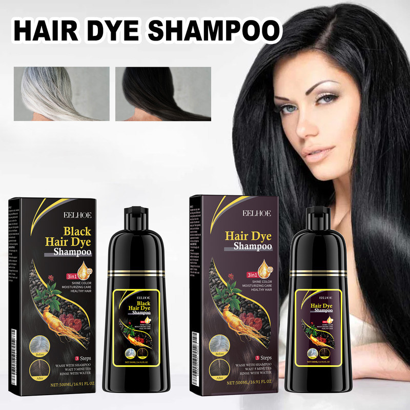EELHOE Brown Hair Dyeing Shampoo, Lasting Coloring, Deeply Nourishing Formula to Reduce Breakage, Promote Scalp Health
