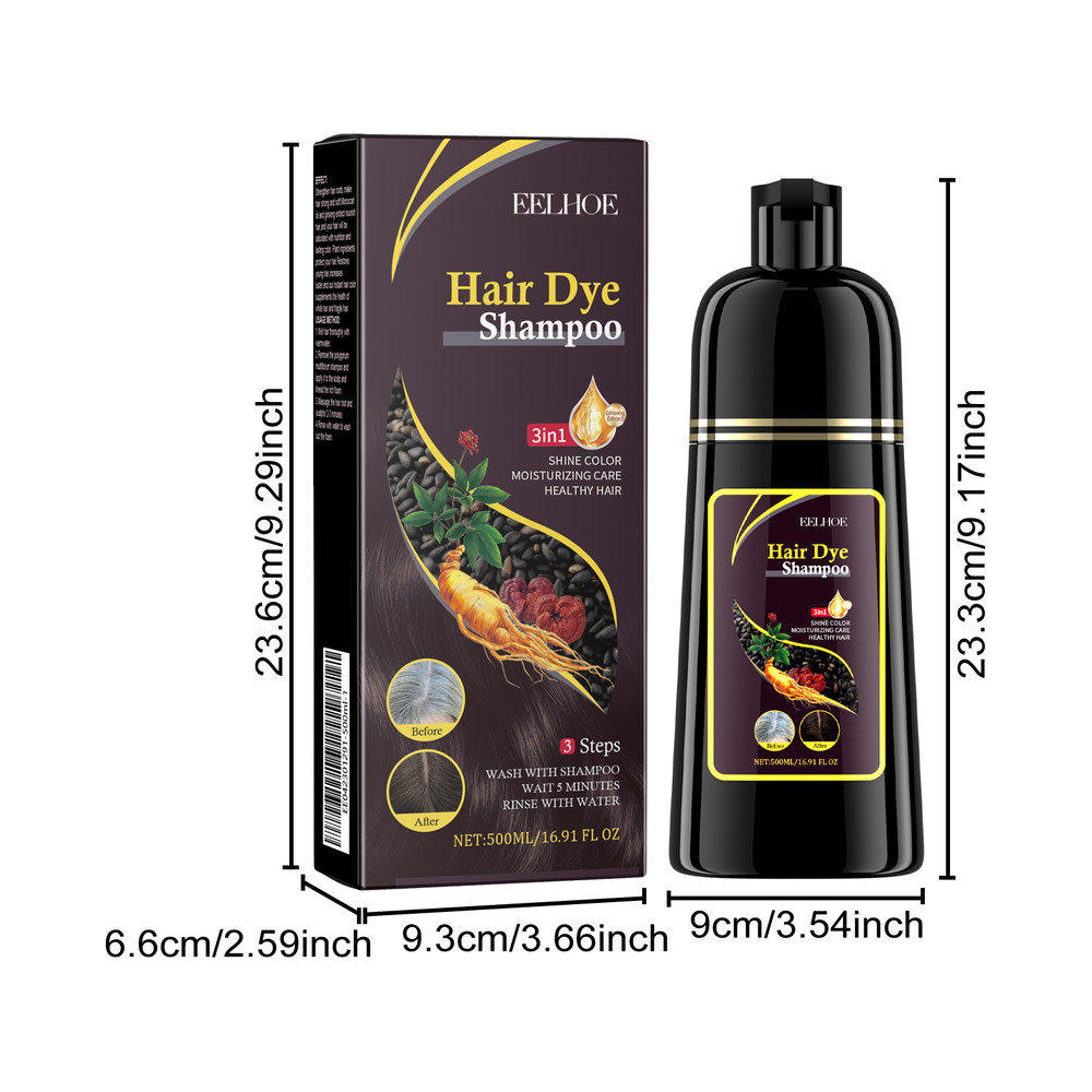 EELHOE Brown Hair Dyeing Shampoo, Lasting Coloring, Deeply Nourishing Formula to Reduce Breakage, Promote Scalp Health