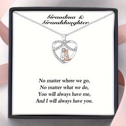 endless love necklace for grandma and granddaughter, copper inlaid zirconia pendant, birthday gift, holiday gift
