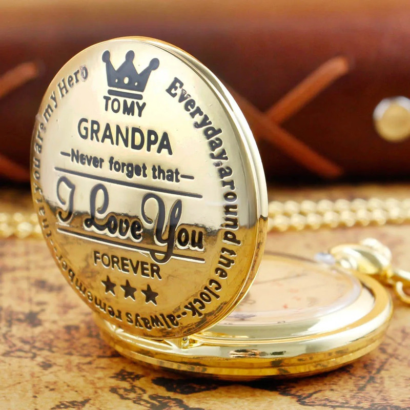 Exquisite Quartz Pocket Watch To My Grandpa Necklace Chain Watches For Grandad Fathers Day Birthday 2