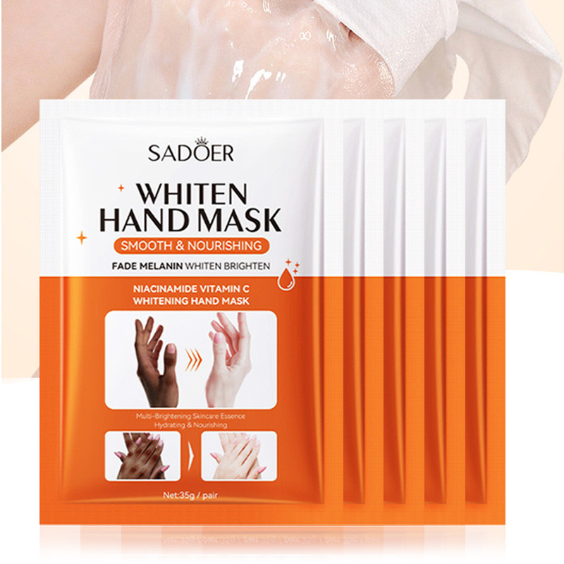 SADOER Niacinamide Hand Mask Gloves, Intensive Repair, Moisturizing, Brightening Hand Peel Treatment for Barb Hands