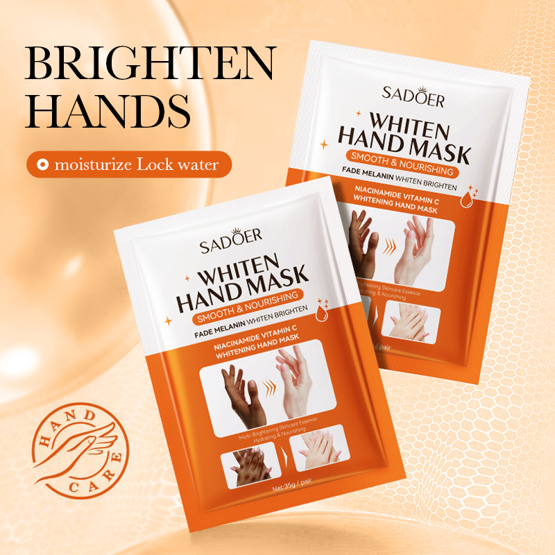 SADOER Niacinamide Hand Mask Gloves, Intensive Repair, Moisturizing, Brightening Hand Peel Treatment for Barb Hands