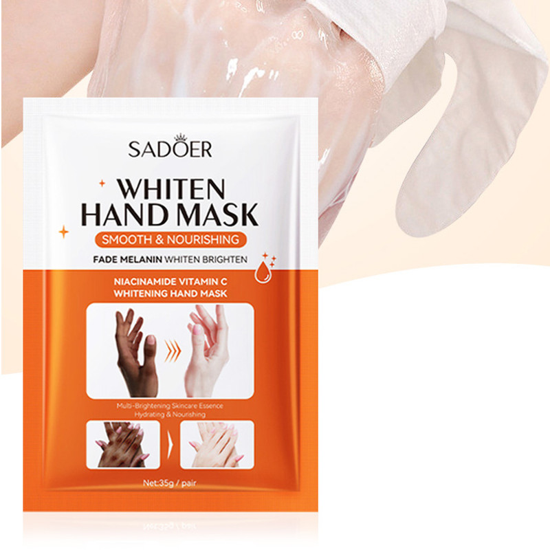 SADOER Niacinamide Hand Mask Gloves, Intensive Repair, Moisturizing, Brightening Hand Peel Treatment for Barb Hands