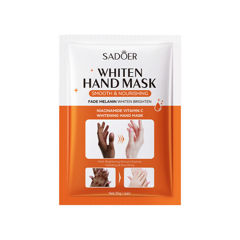 SADOER Niacinamide Hand Mask Gloves, Intensive Repair, Moisturizing, Brightening Hand Peel Treatment for Barb Hands