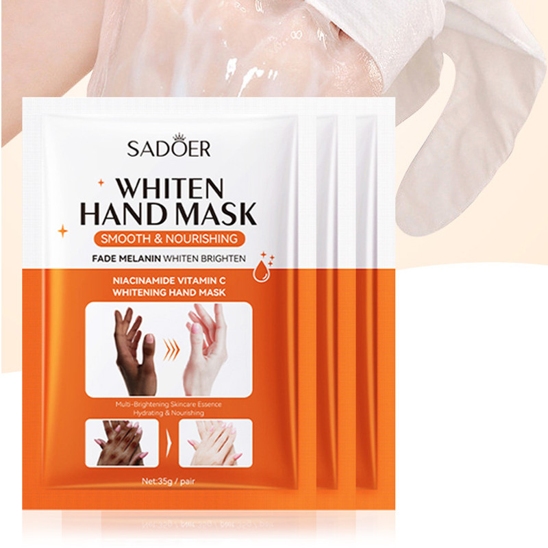 SADOER Niacinamide Hand Mask Gloves, Intensive Repair, Moisturizing, Brightening Hand Peel Treatment for Barb Hands