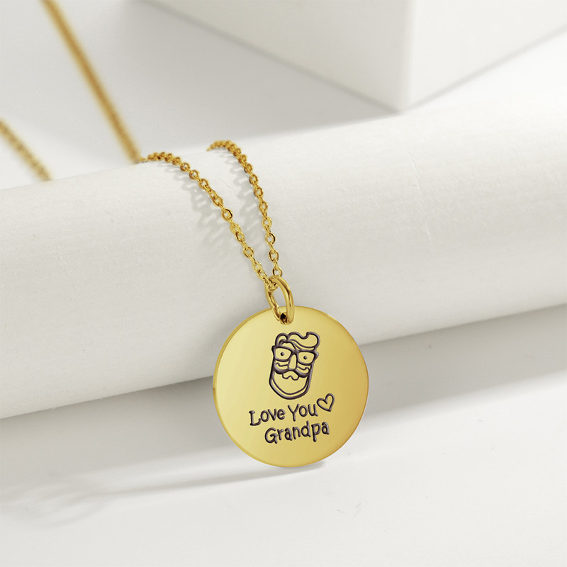 Grandpa Necklace Grandma Jewelry Family Chain Gift Stainless Steel Pendant For Grandmother Grandfat 0