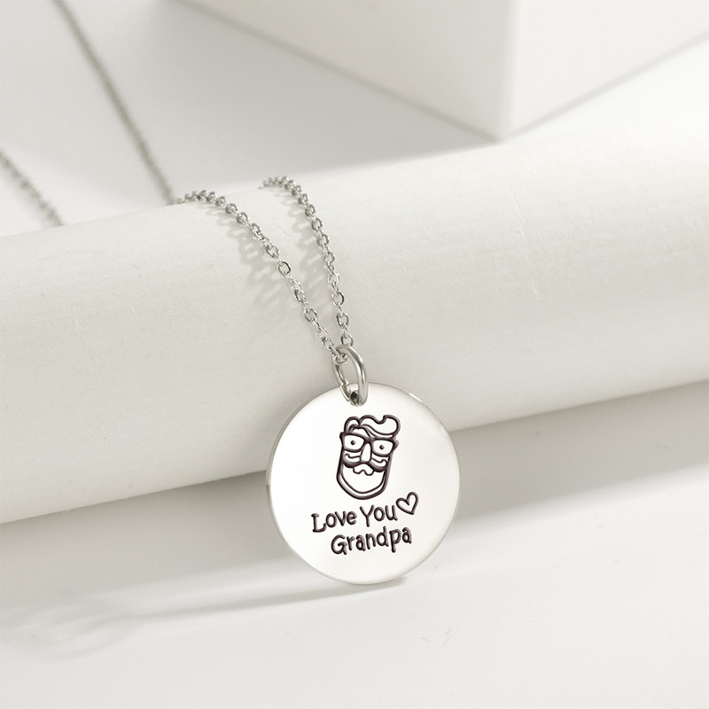 Grandpa Necklace Grandma Jewelry Family Chain Gift Stainless Steel Pendant For Grandmother Grandfat 1