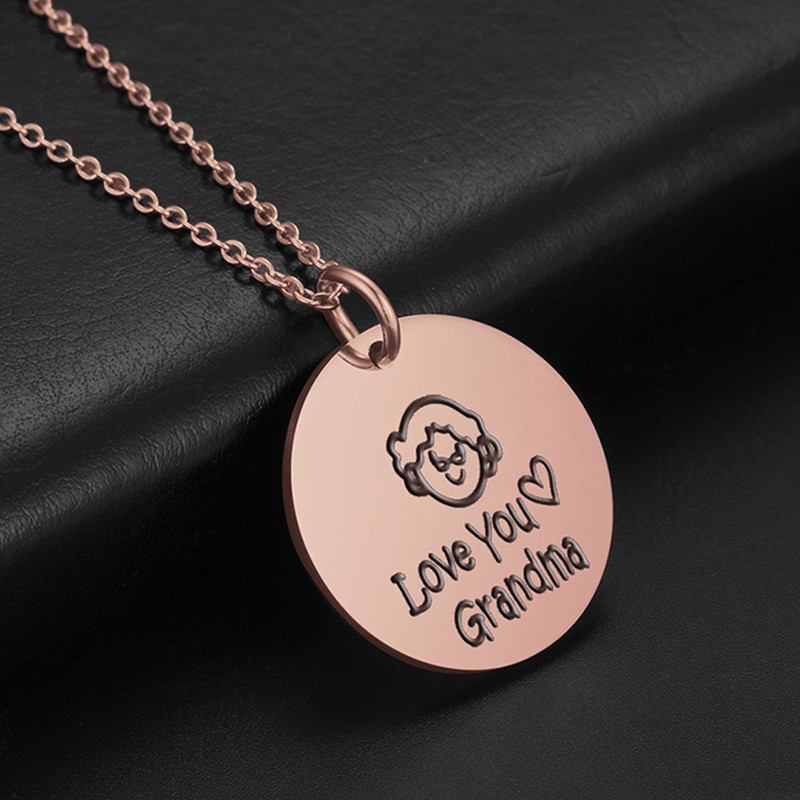 Grandpa Necklace Grandma Jewelry Family Chain Gift Stainless Steel Pendant For Grandmother Grandfat 2