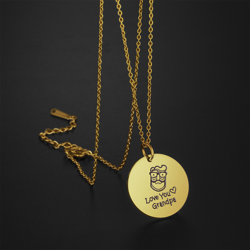 Grandpa Necklace Grandma Jewelry Family Chain Gift Stainless Steel Pendant For Grandmother Grandfat 3