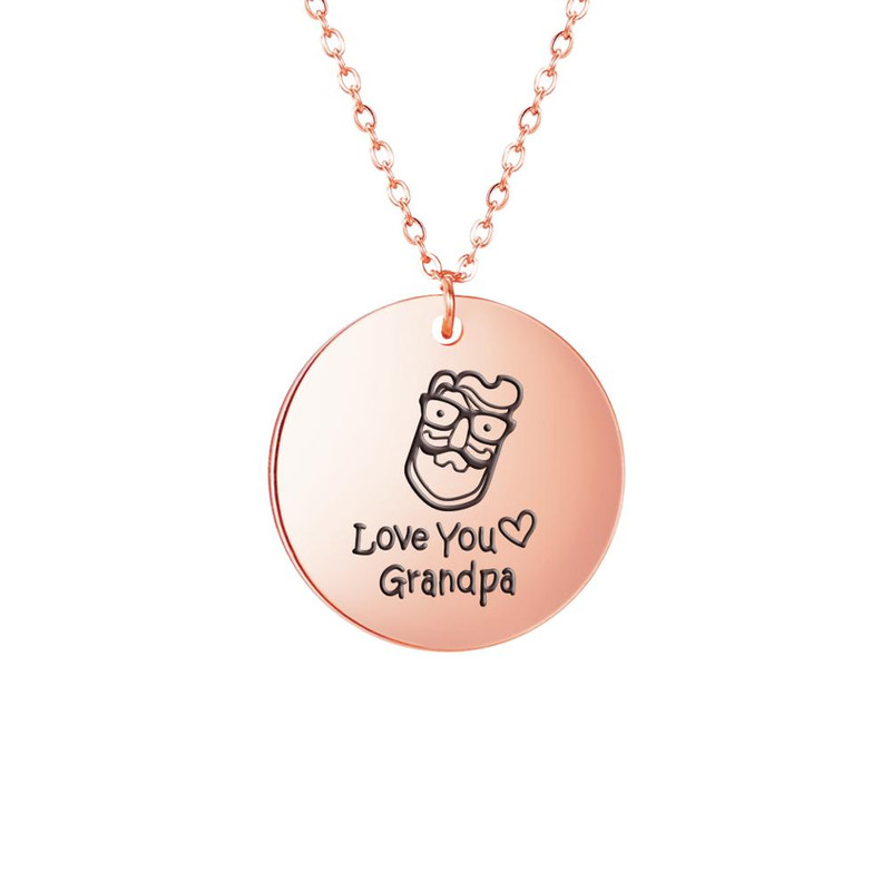 Grandpa Necklace Grandma Jewelry Family Chain Gift Stainless Steel Pendant For Grandmother Grandfat 5