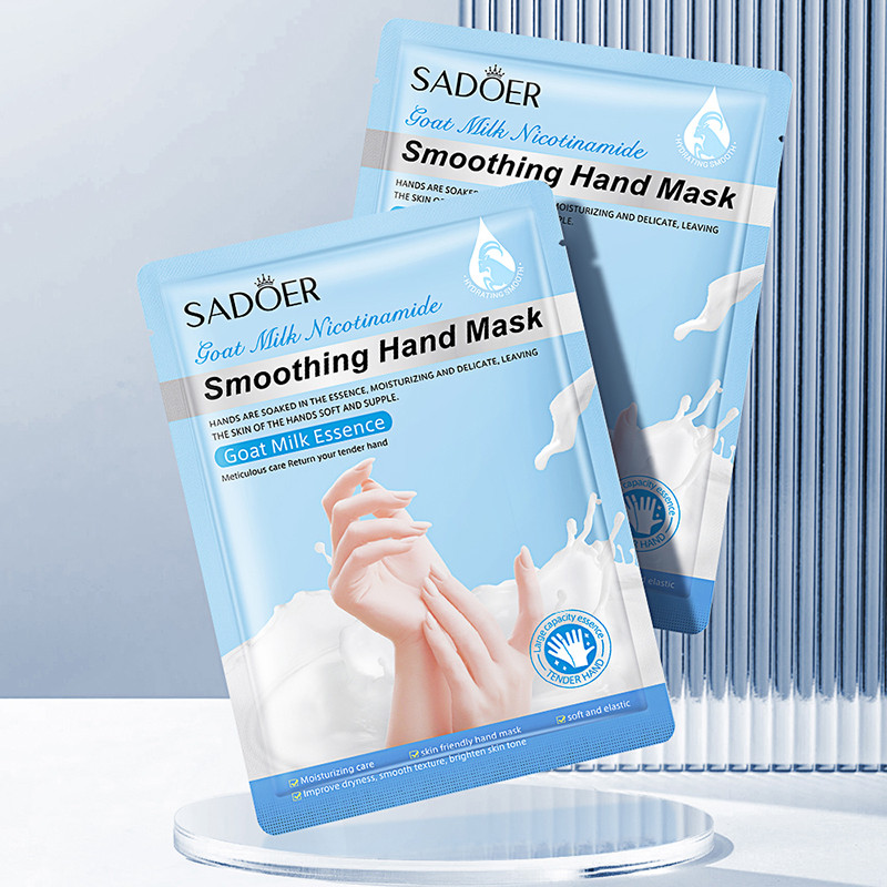 SADOER Goat Milk Moisturizing Hand Mask, Whitening & Nourishing Anti-Aging Hydrating Hand Gloves for Ultimate Skin Care