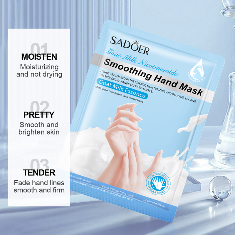 SADOER Goat Milk Moisturizing Hand Mask, Whitening & Nourishing Anti-Aging Hydrating Hand Gloves for Ultimate Skin Care
