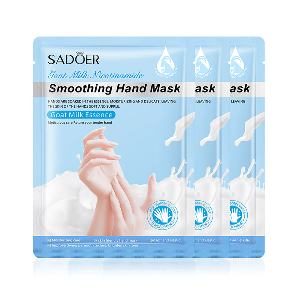 SADOER Goat Milk Moisturizing Hand Mask, Whitening & Nourishing Anti-Aging Hydrating Hand Gloves for Ultimate Skin Care
