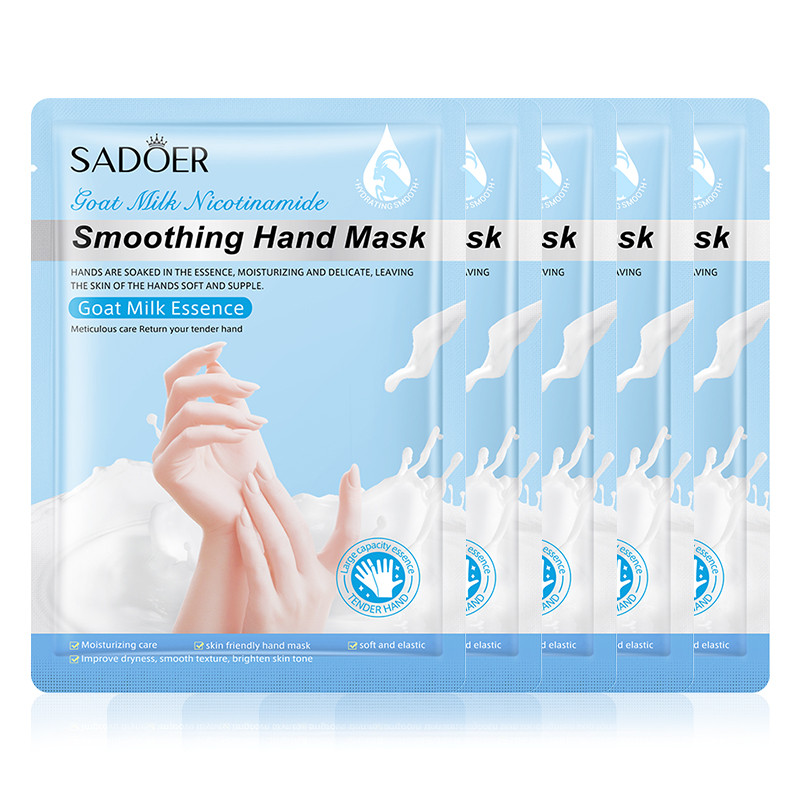 SADOER Goat Milk Moisturizing Hand Mask, Whitening & Nourishing Anti-Aging Hydrating Hand Gloves for Ultimate Skin Care