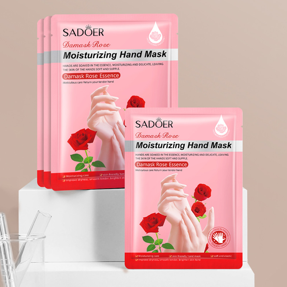 SADOER Rose Moisturizing Hand Mask Gloves, Whitening & Nourishing Anti-Aging Treatment for Hydrating and Exfoliating
