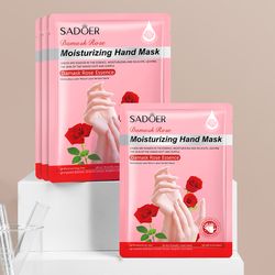 sadoer rose moisturizing hand mask gloves, whitening & nourishing anti-aging treatment for hydrating and exfoliating