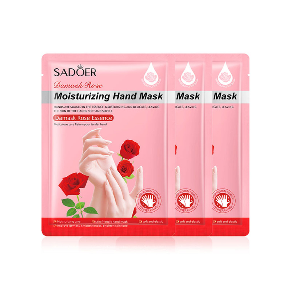 SADOER Rose Moisturizing Hand Mask Gloves, Whitening & Nourishing Anti-Aging Treatment for Hydrating and Exfoliating