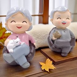 2025 year of the snake spring festival gift, grandparents sofa doll ornaments, elderly bedroom resin crafts gifts