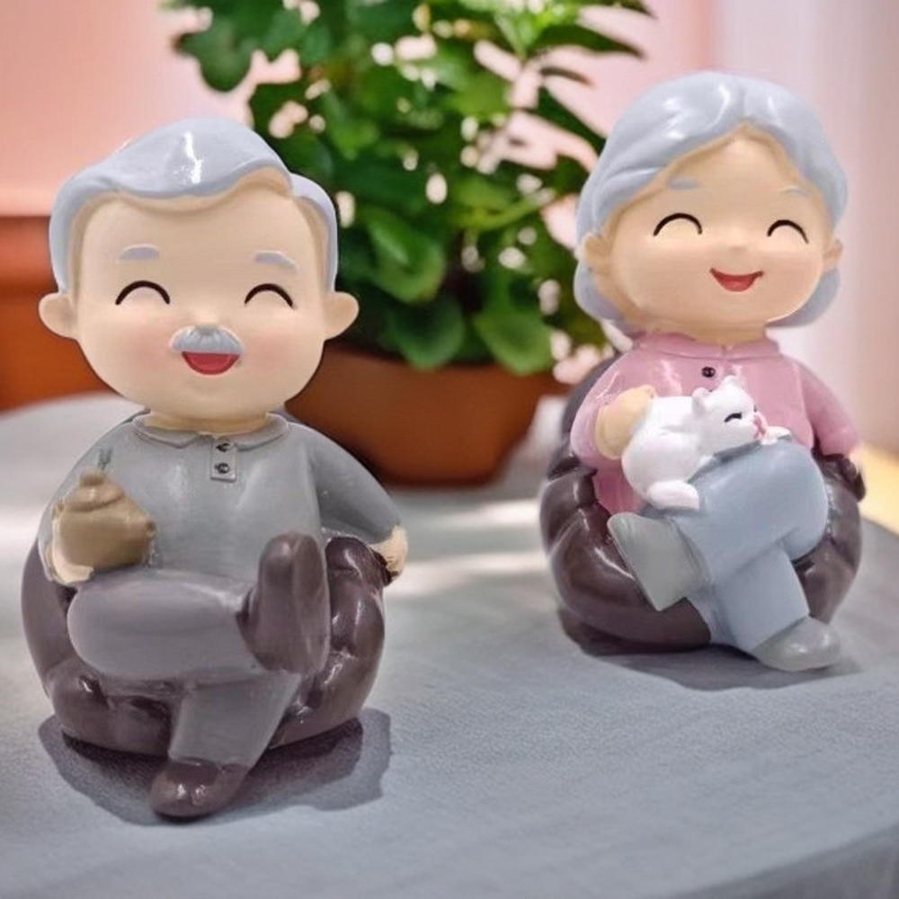 2025 Year of the Snake Spring Festival Gift, Grandparents Sofa Doll Ornaments, Elderly Bedroom Resin Crafts Gifts