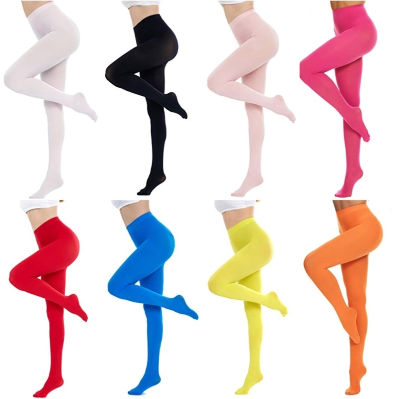 Control Top Soft Pantyhose Tights Stockings, Semi Opaque Footed Tights, Solid Colored High Elastic Run Resistant