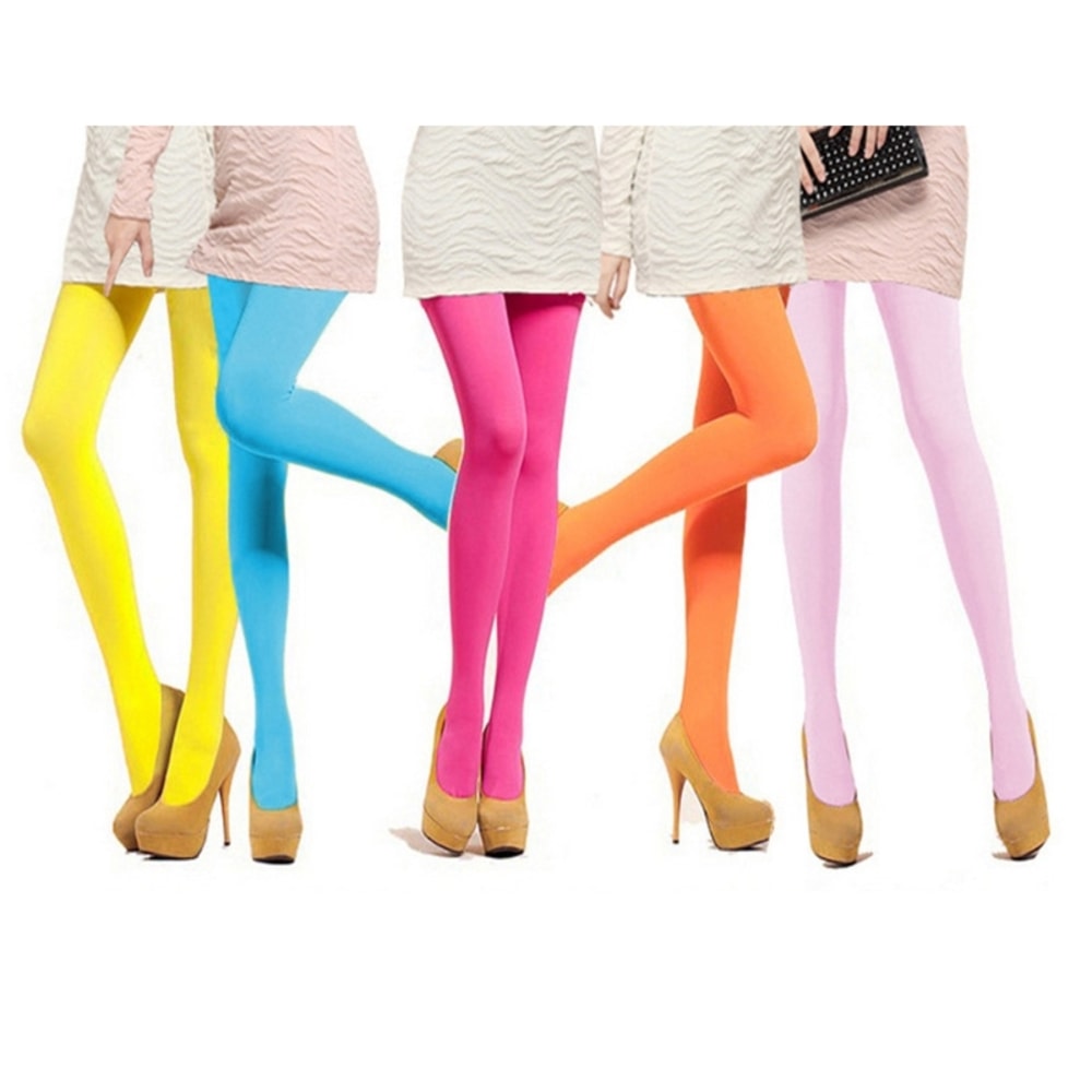 Control Top Soft Pantyhose Tights Stockings, Semi Opaque Footed Tights, Solid Colored High Elastic Run Resistant