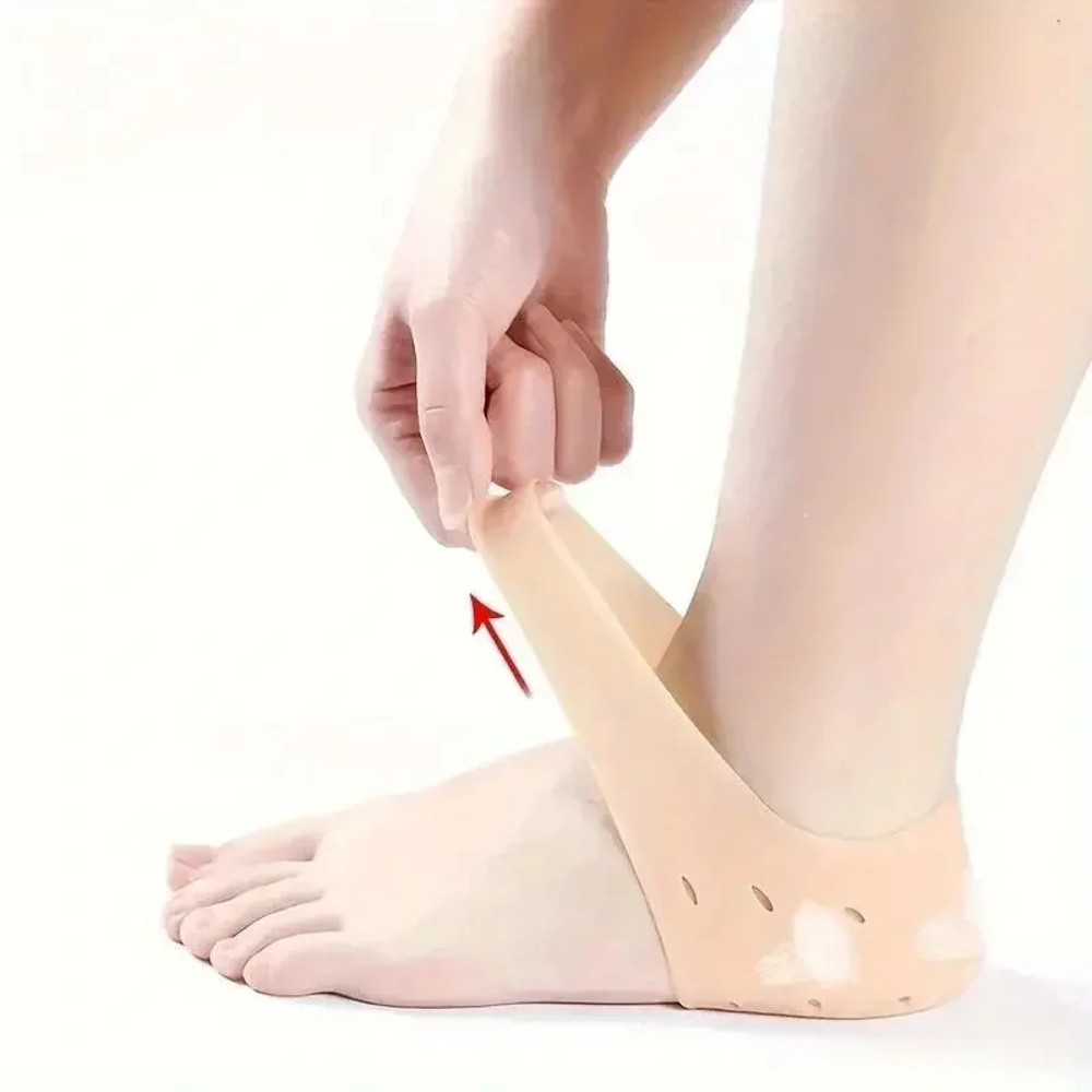 1 Pair Silicone Rubber Gel Socks, Anti Cracking Heel, Elastic Moisturizing Foot Care Socks, Silicone Heel Protection