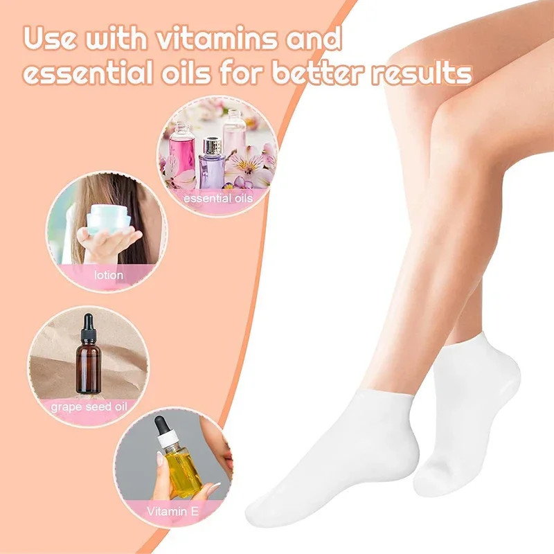 2 Pairs Moisturizing Glove Socks for Foot Care, Nourishing Skin, Anti Heel Dryness, Full Foot Moisturizing Socks