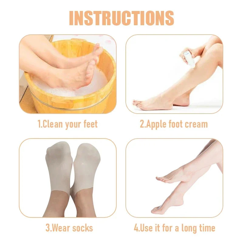 2 Pairs Moisturizing Glove Socks for Foot Care, Nourishing Skin, Anti Heel Dryness, Full Foot Moisturizing Socks