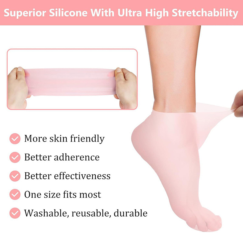 1 Pair Silicone Anti Crack Foot Mask Prevents Dryness, Foot Spa Mask Pedicure Socks Moisturizing Gloves for Feet Care