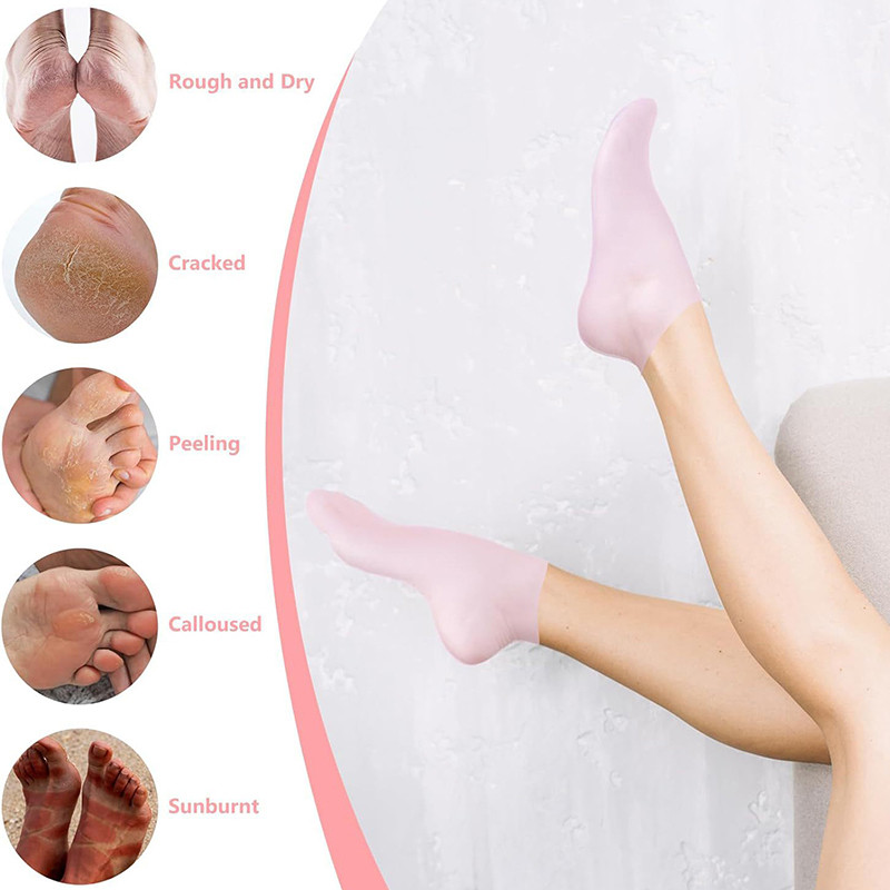 1 Pair Silicone Anti Crack Foot Mask Prevents Dryness, Foot Spa Mask Pedicure Socks Moisturizing Gloves for Feet Care
