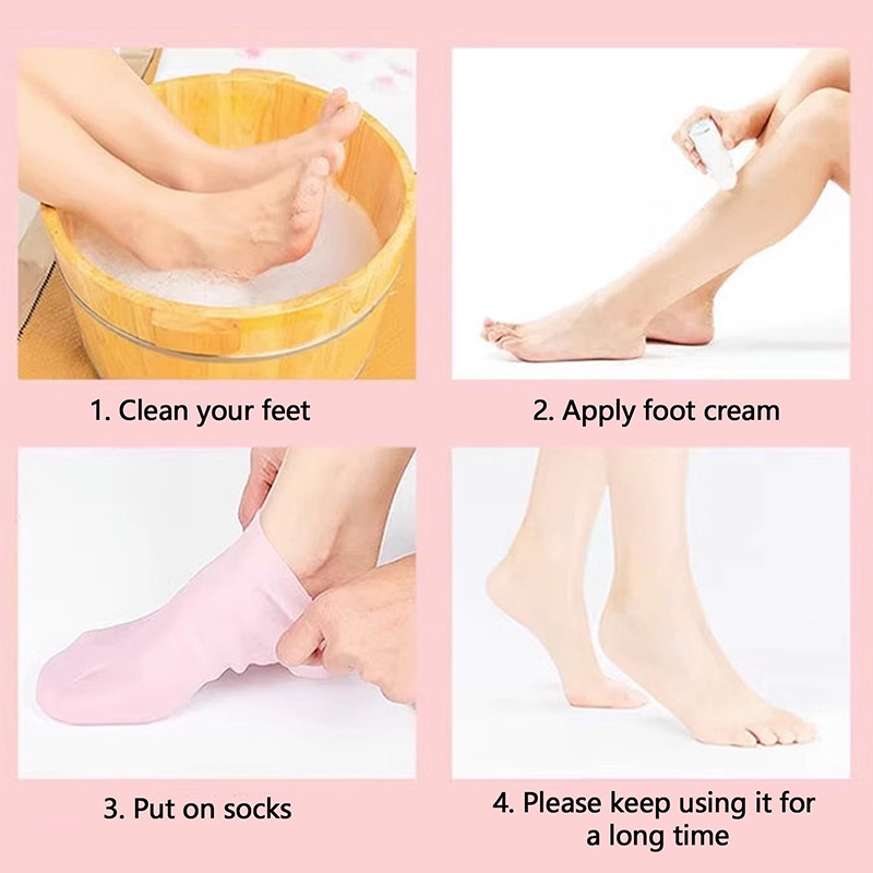 1 Pair Silicone Anti Crack Foot Mask Prevents Dryness, Foot Spa Mask Pedicure Socks Moisturizing Gloves for Feet Care
