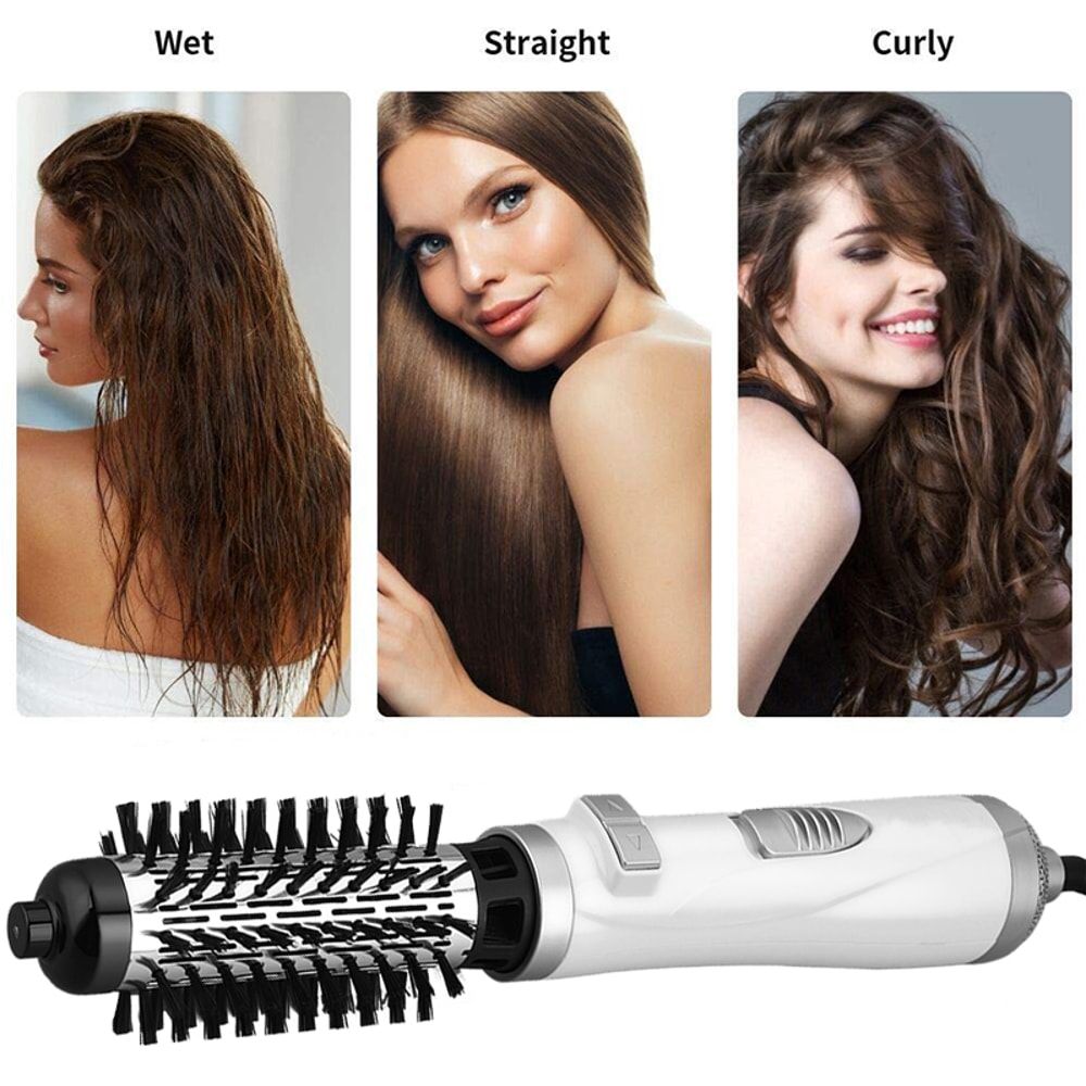 Hot Air Comb 2 In 1 Hair Dryer Brush Rotating Negative Ion Hair Blower Brush Ceramic Hair Curler Electric Hot Air Brush