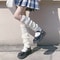 Lolita Leg Warmers 40/50/70 cm, Female Knitted Warm Foot Cover Socks in Black/White, Y2K Crochet Boot Cuffs for Autumn