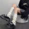 Lolita Leg Warmers 40/50/70 cm, Female Knitted Warm Foot Cover Socks in Black/White, Y2K Crochet Boot Cuffs for Autumn