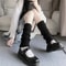Lolita Leg Warmers 40/50/70 cm, Female Knitted Warm Foot Cover Socks in Black/White, Y2K Crochet Boot Cuffs for Autumn