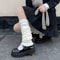 Lolita Leg Warmers 40/50/70 cm, Female Knitted Warm Foot Cover Socks in Black/White, Y2K Crochet Boot Cuffs for Autumn