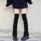 Lolita Leg Warmers 40/50/70 cm, Female Knitted Warm Foot Cover Socks in Black/White, Y2K Crochet Boot Cuffs for Autumn