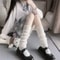 Lolita Leg Warmers 40/50/70 cm, Female Knitted Warm Foot Cover Socks in Black/White, Y2K Crochet Boot Cuffs for Autumn