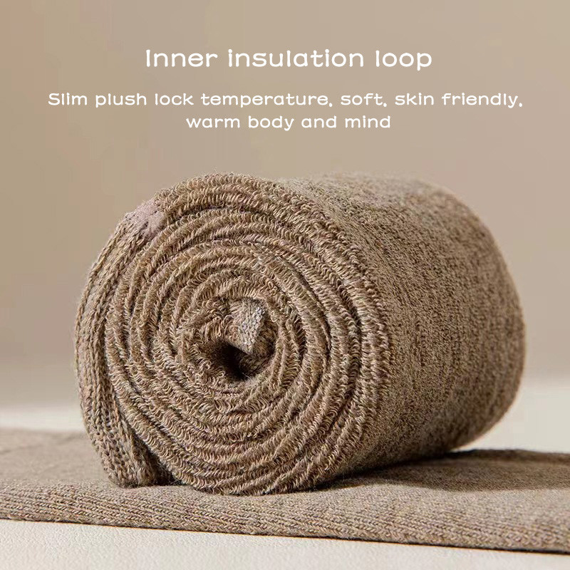 Winter Warm Knitted Leg Warmers for Women, Thick Wool Thermal Socks with Velvet Lining, Long Solid Color Stockings