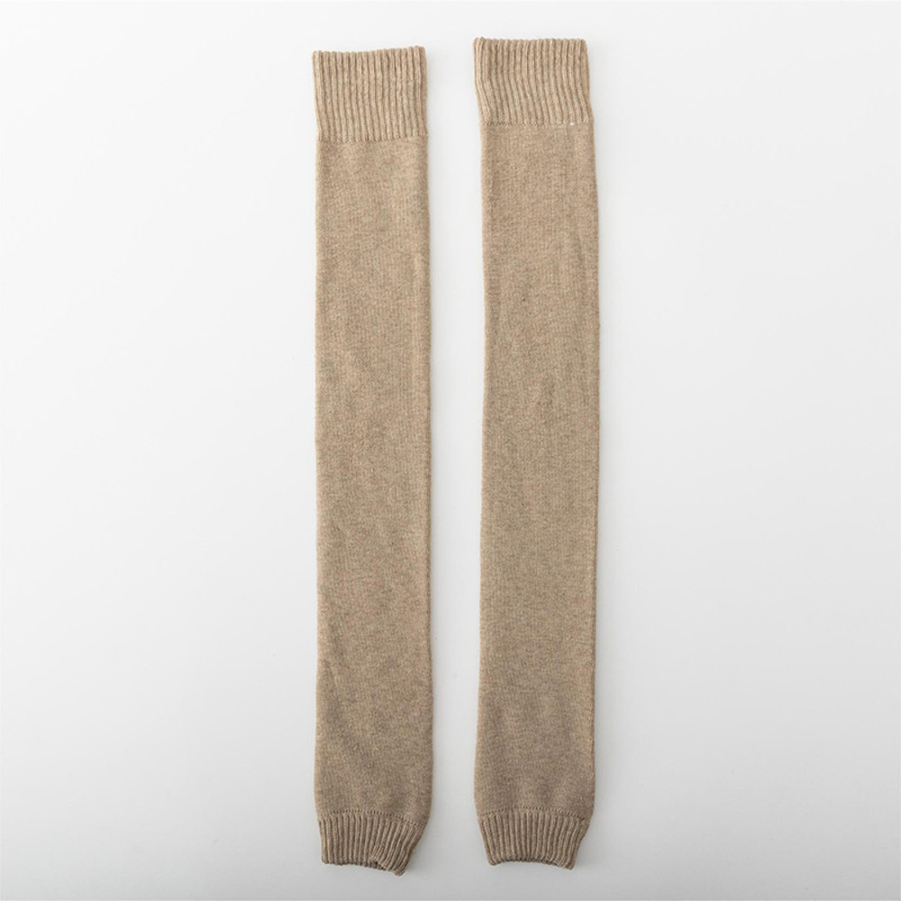 Winter Warm Knitted Leg Warmers for Women, Thick Wool Thermal Socks with Velvet Lining, Long Solid Color Stockings