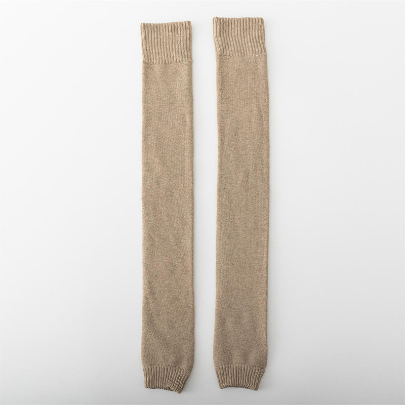 Winter Warm Knitted Leg Warmers for Women, Thick Wool Thermal Socks with Velvet Lining, Long Solid Color Stockings